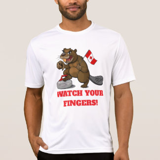 Camiseta Castor rizando con bandera - ¡cuidado con los dedo