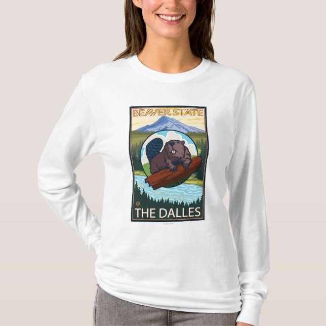 Camiseta Castor y capilla del Mt. - el Dalles, Oregon (Anverso)