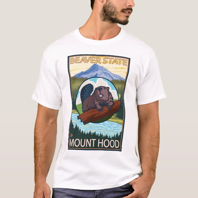 Camiseta Castor y capilla del Mt., Oregon (Anverso)