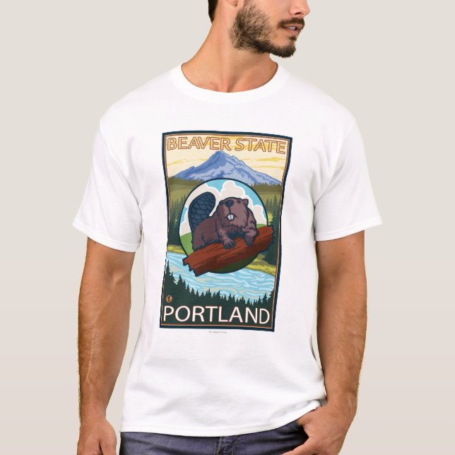 Camiseta Castor y capilla del Mt. - Portland, Oregon (Anverso)