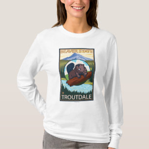 Camiseta Castor y capilla del Mt. - Troutdale, Oregon