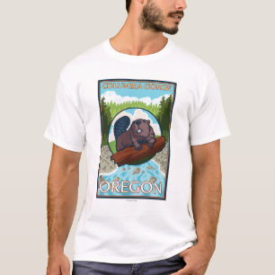 Camiseta Castor y río - garganta de Columbia, Oregon