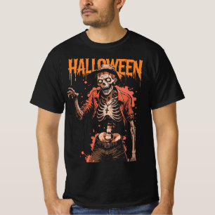 Camiseta Casual Halloween Skeleton Rosary Tee