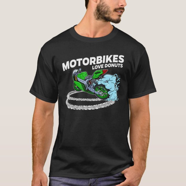 Camiseta Casual Motorbike Biker Donut Motorcycle Carreras S (Anverso)