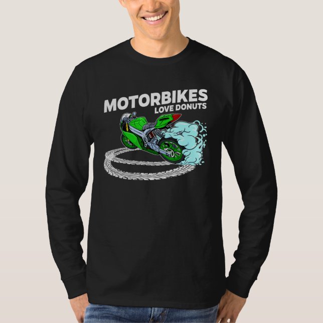 Camiseta Casual Motorbike Biker Donut Motorcycle Carreras S (Anverso)