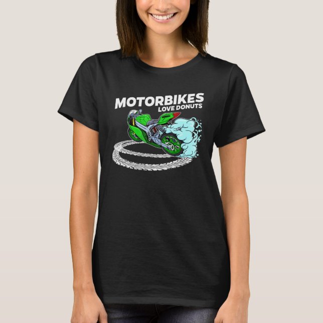 Camiseta Casual Motorbike Biker Donut Motorcycle Carreras S (Anverso)