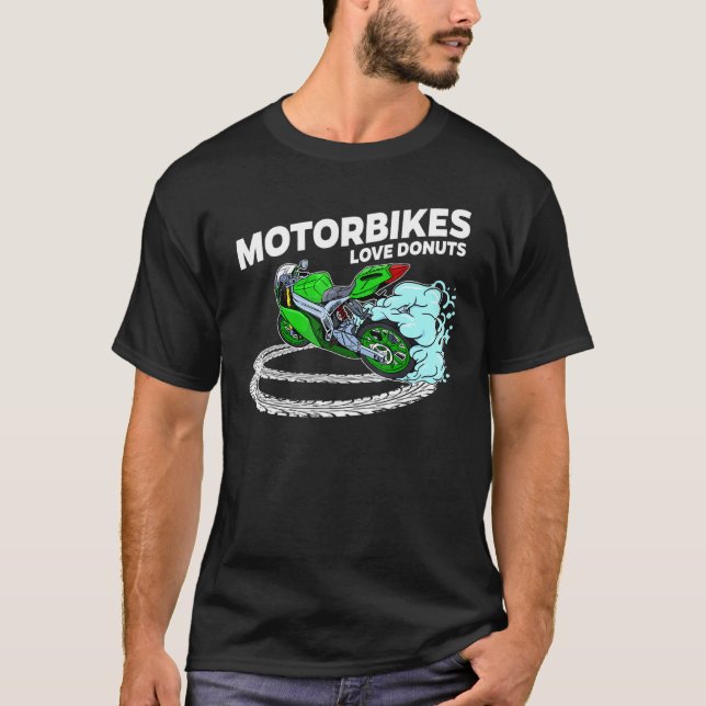 Camiseta Casual Motorbike Biker Donut Motorcycle Carreras S (Anverso)