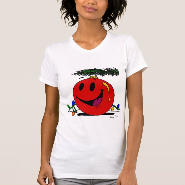 Camiseta Casual Scoop T-Shirt feliz de las mujeres de ornam (Anverso)