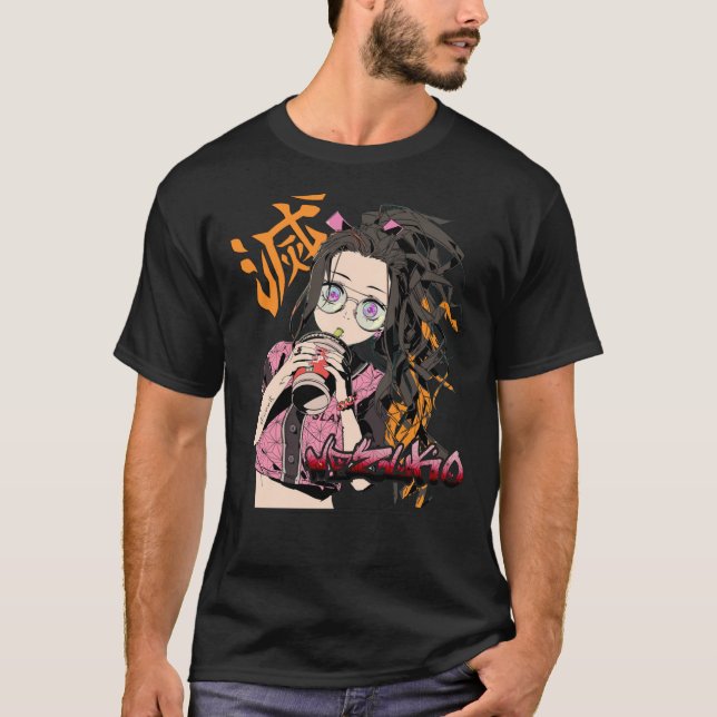 Camiseta Casual Waifu Nezuko Kny Anime Kimetsu No Yaiba Dem (Anverso)