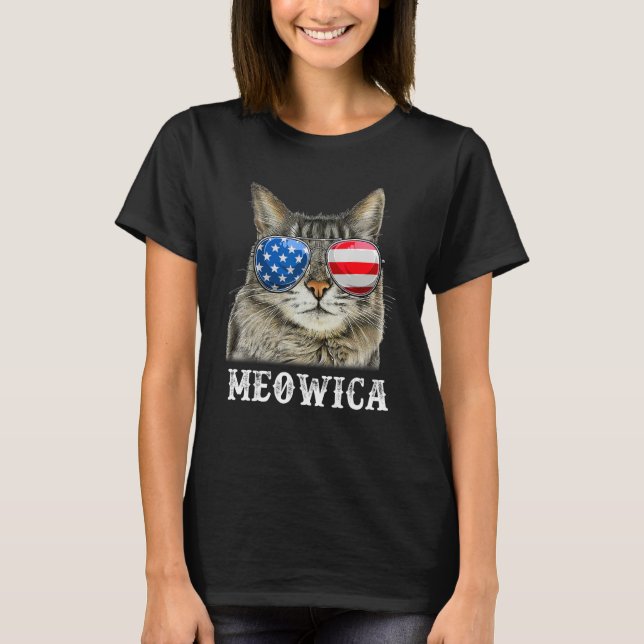 Camiseta Cat 4th of July  Meowica Merica Men USA American F (Anverso)