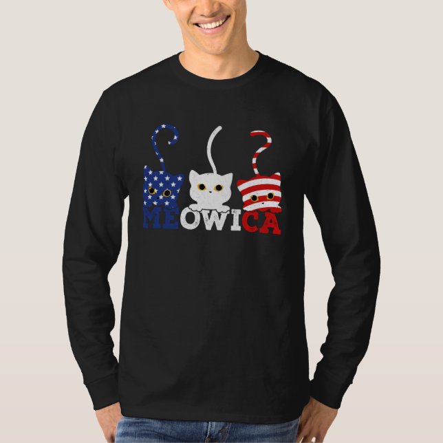 Camiseta Cat 4th of July  Meowica Merica Men USA American F (Anverso)