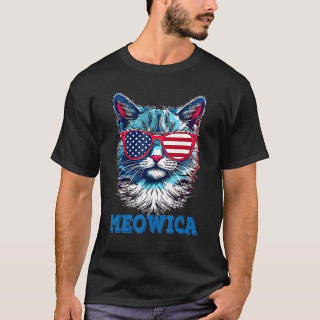 Camiseta Cat 4th of July Meowica Patriotic (Anverso)