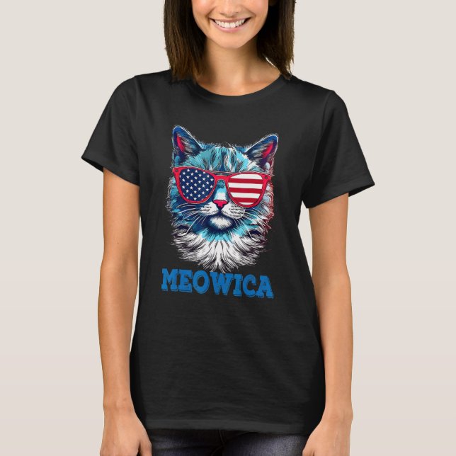 Camiseta Cat 4th of July Meowica Patriotic (Anverso)