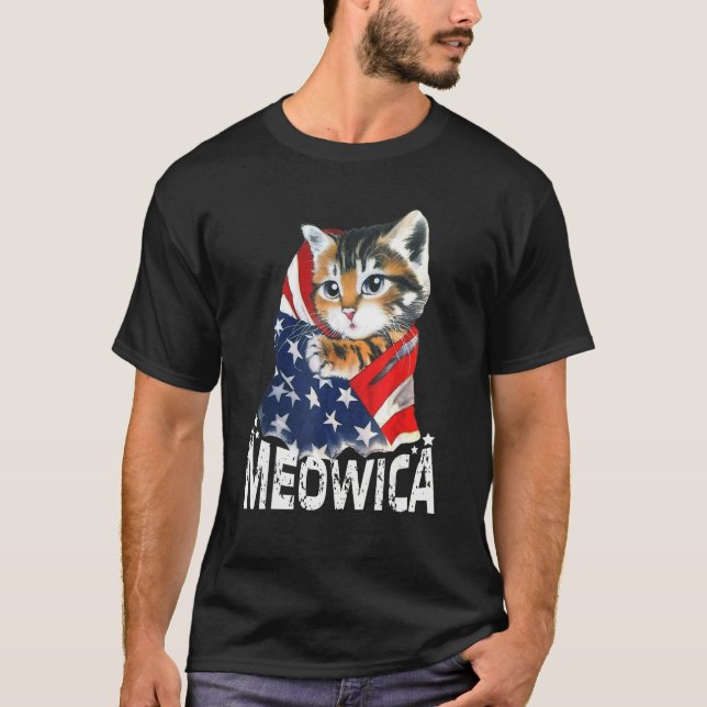 Camiseta Cat 4th Of July Meowica Patriotic Kitten American  (Anverso)