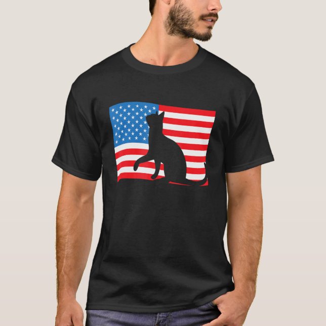 Camiseta Cat 4th Of July US Flag Patriotic American (Anverso)