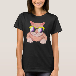 Camiseta Cat Agender Lgbt Bandera no binaria Guay Gafas de 