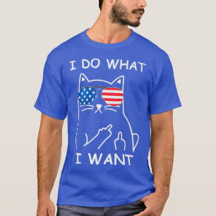 Camiseta Cat America Flag Glasses IDo What IWantCats