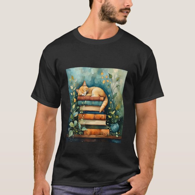 Camiseta Cat and Books - Cute Cat Lover (Anverso)