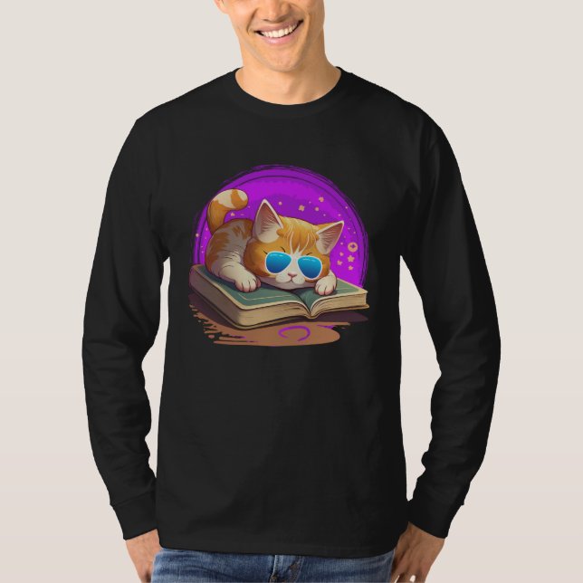 Camiseta Cat  and Bookworm Book  Books and Cat fans (Anverso)