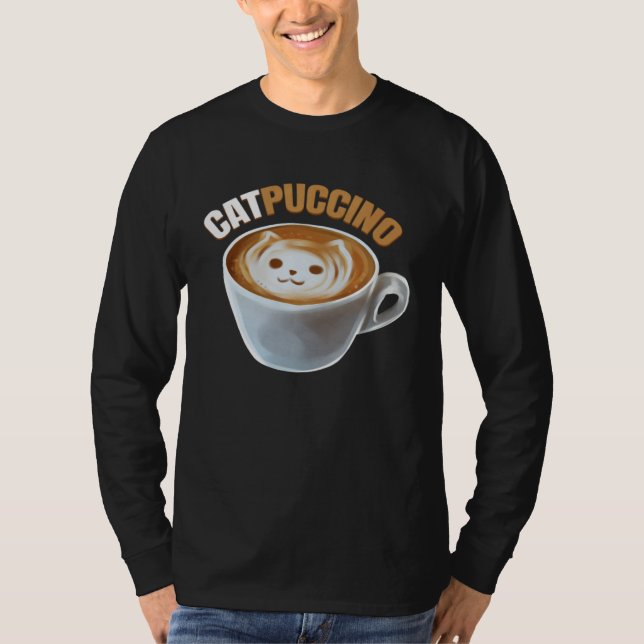 Camiseta Cat And Cappucino Makes Catpuccino In A Cup On Pur (Anverso)
