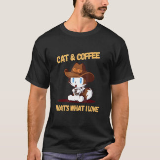 Camiseta Cat and Coffee Print - The Ideal for Any Cat Lover