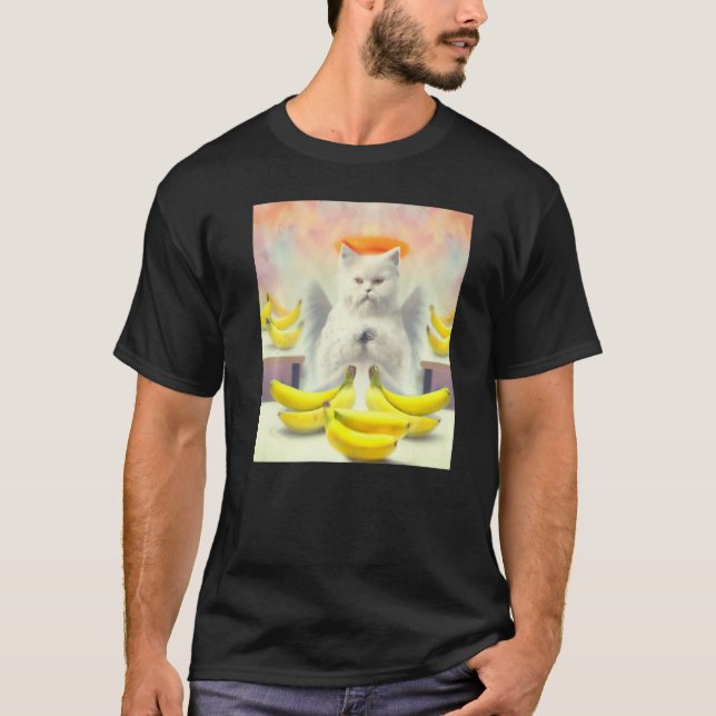 Camiseta Cat angel artwork meow kitty portrait cute banana  (Anverso)