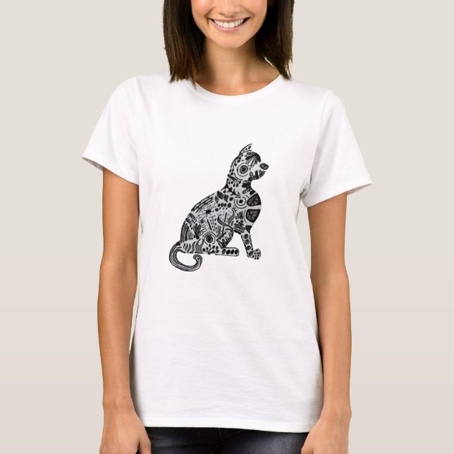 CAMISETA CAT . ART DRAWING HANDMADE  (Anverso)