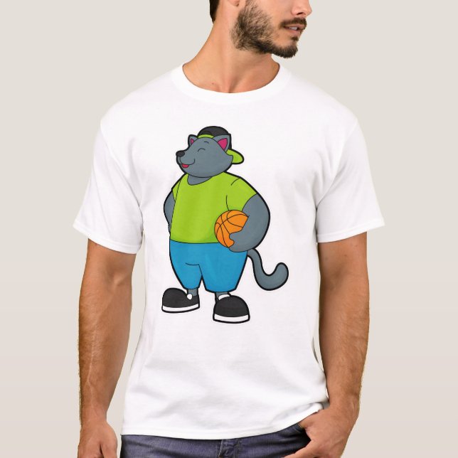 Camiseta Cat as Basketball player with Basketball (Anverso)