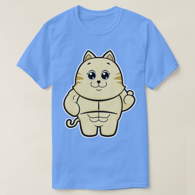 Camiseta Cat As Bodybuilder Con Seis Envase (Diseño del anverso)
