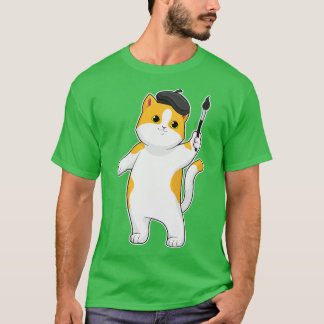 Camiseta Cat as Painter con pincel de pintura