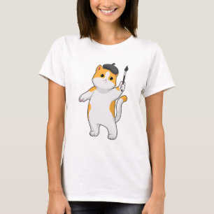 Camiseta Cat as Painter con pincel de pintura