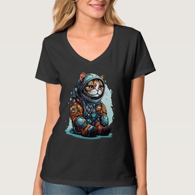 Camiseta Cat Astronaut Helmet Space Explorer Astronauts Cat (Anverso)