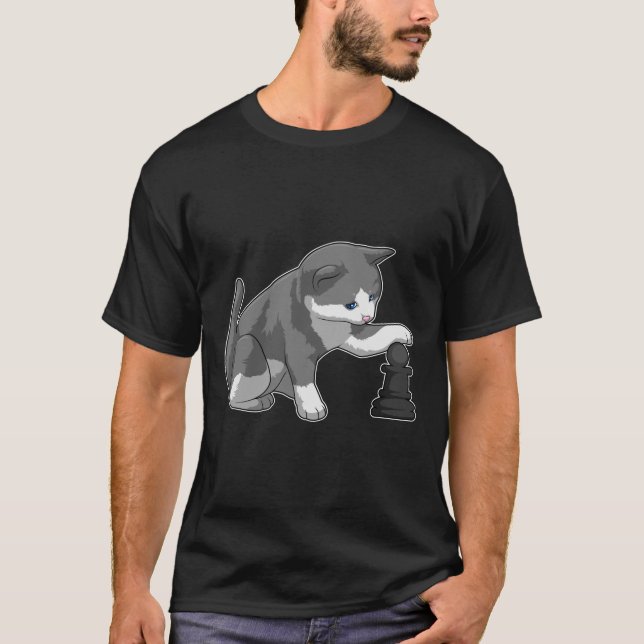 Camiseta Cat at Chess with Chess piece Bishop (Anverso)