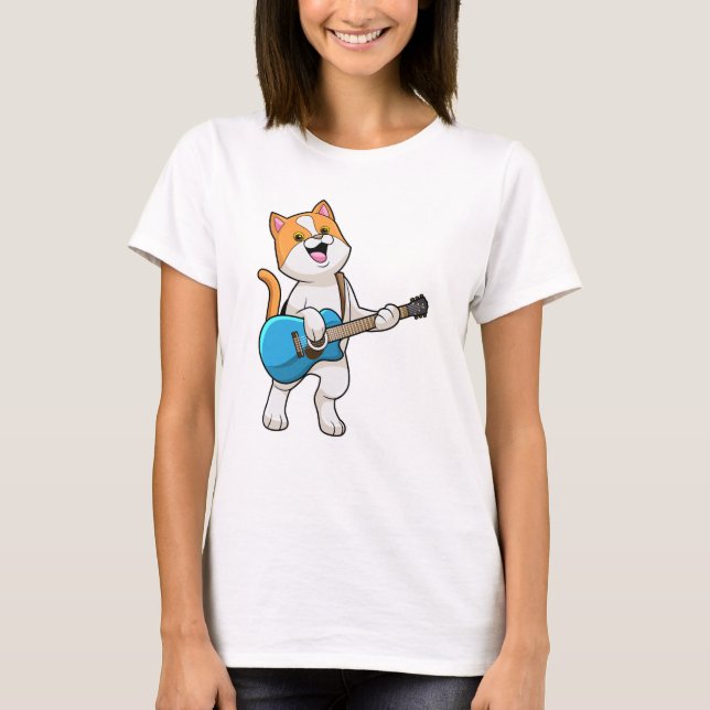 Camiseta Cat at Music with Guitar (Anverso)