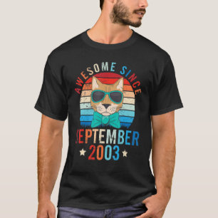 Camiseta Cat Awesome Since September 2003 Happy Birthday 19