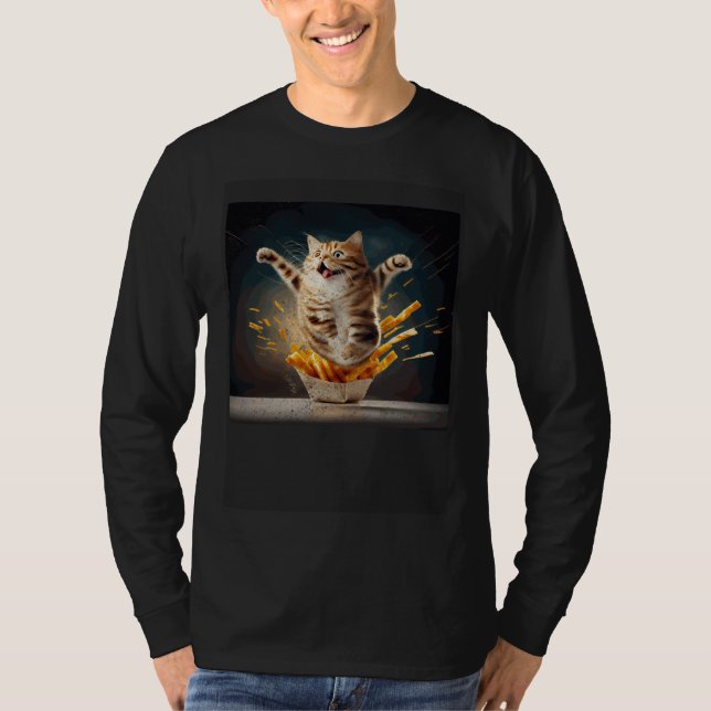 Camiseta Cat Backfloating French Fries (Anverso)