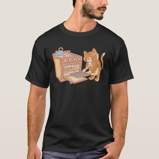 Camiseta Cat baking cookies and biscuits in the kitchen men (Anverso)