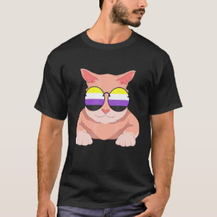 Camiseta Cat Bandera No binaria Gafas De Sol Lgbt Orgullo N