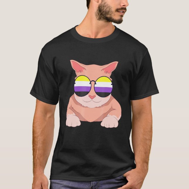 Camiseta Cat Bandera No binaria Gafas De Sol Lgbt Orgullo N (Anverso)