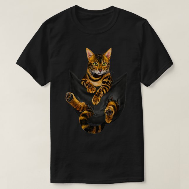 Camiseta Cat Bengal Inside Pocket Funny Cat  (Diseño del anverso)