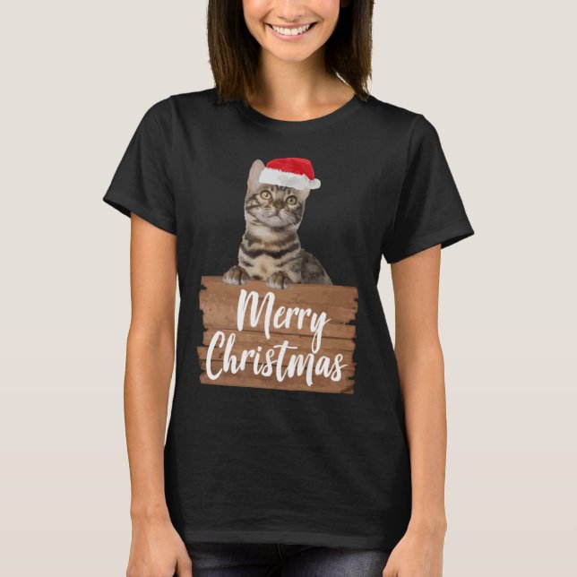 Camiseta Cat Bengal Santa Hat navidades (Anverso)