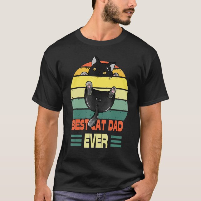 Camiseta Cat  Best Cat Dad Ever  Black Cat (Anverso)