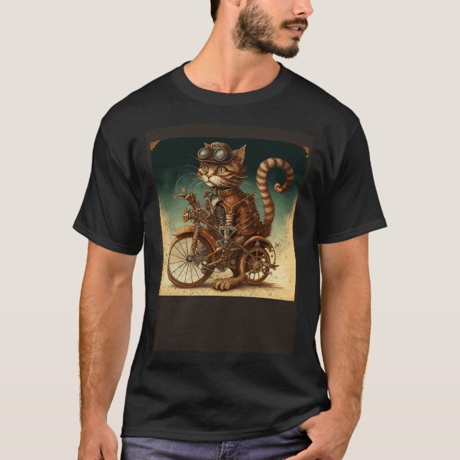 Camiseta Cat Bike Steampunk (Anverso)