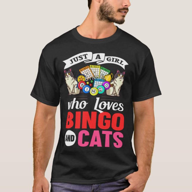 Camiseta Cat Bingo Game Player Caller Card Board Balls (Anverso)