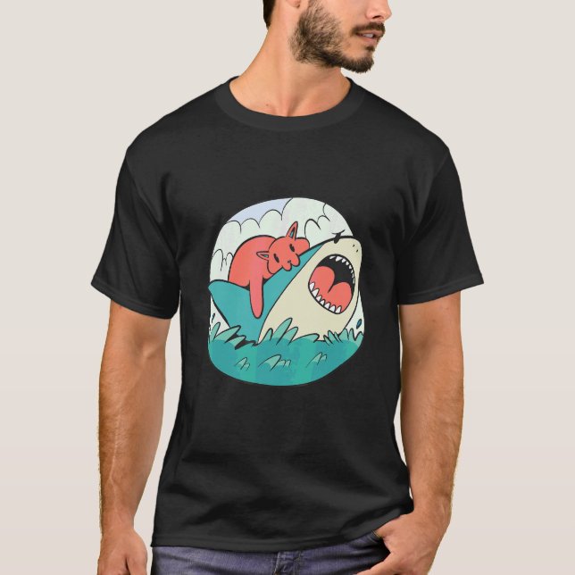 Camiseta Cat Biting Shark (Anverso)