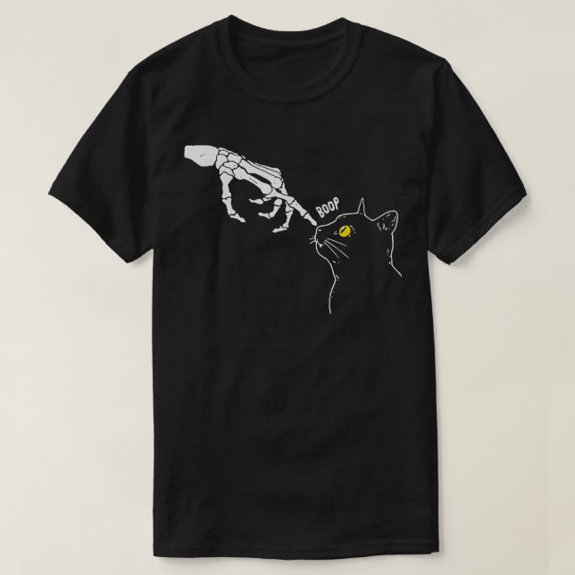 Camiseta Cat Black Lover Skeleton Hand Boop Funny Halloween (Diseño del anverso)