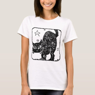 Camiseta Cat Black Stars Halloween Feline Kitten Mascota