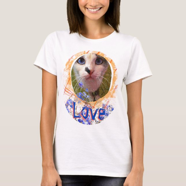 Camiseta Cat Blue Eyes Love Forget-me-not Cute (Anverso)