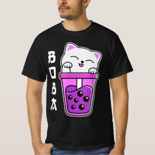 Camiseta Cat Boba Anime Bubble Tea Neko Chicas Kawaii Chica