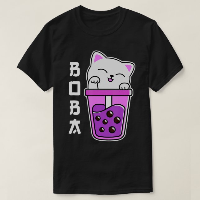 Camiseta Cat Boba Anime Bubble Tea Neko Chicas Kawaii Chica (Diseño del anverso)